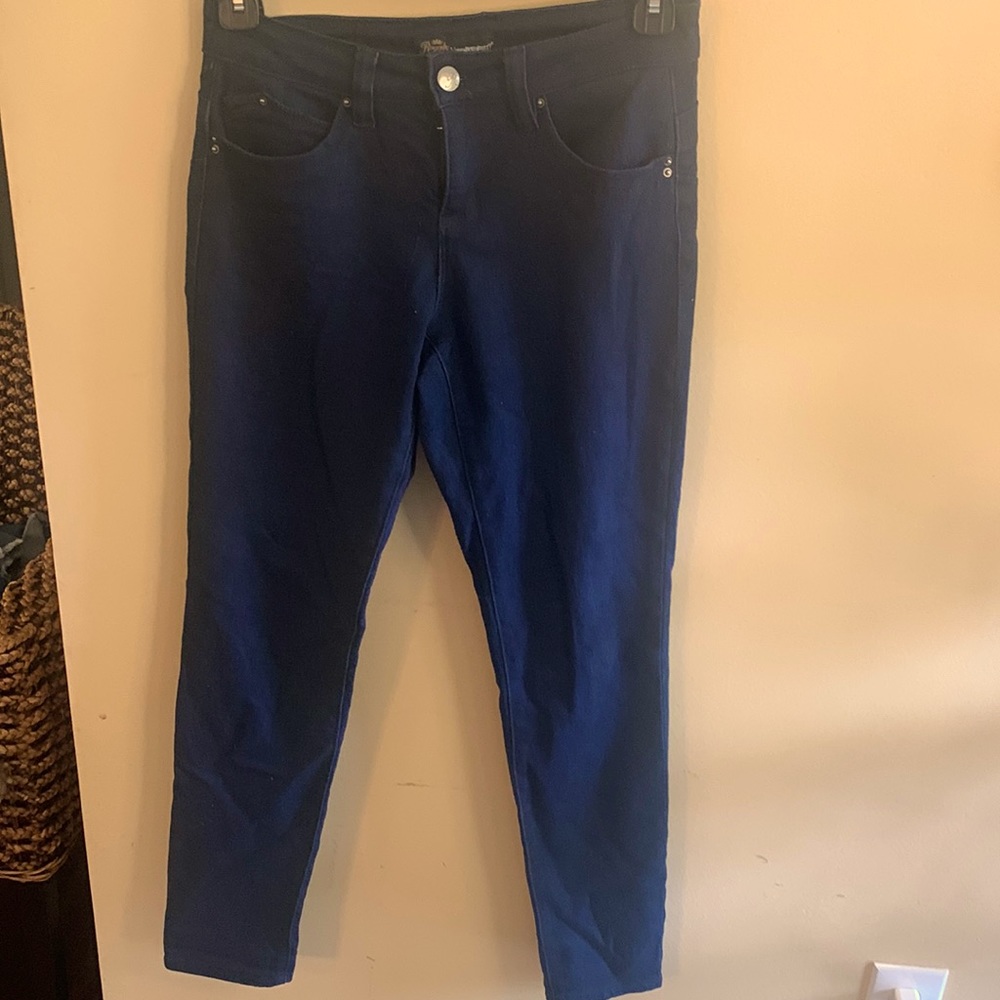 Dark wash straight leg denim